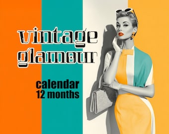 Grote wandkalender Vintage Glamour 2027 met op moderne mode geïnspireerde afbeeldingen uit het midden van de eeuw