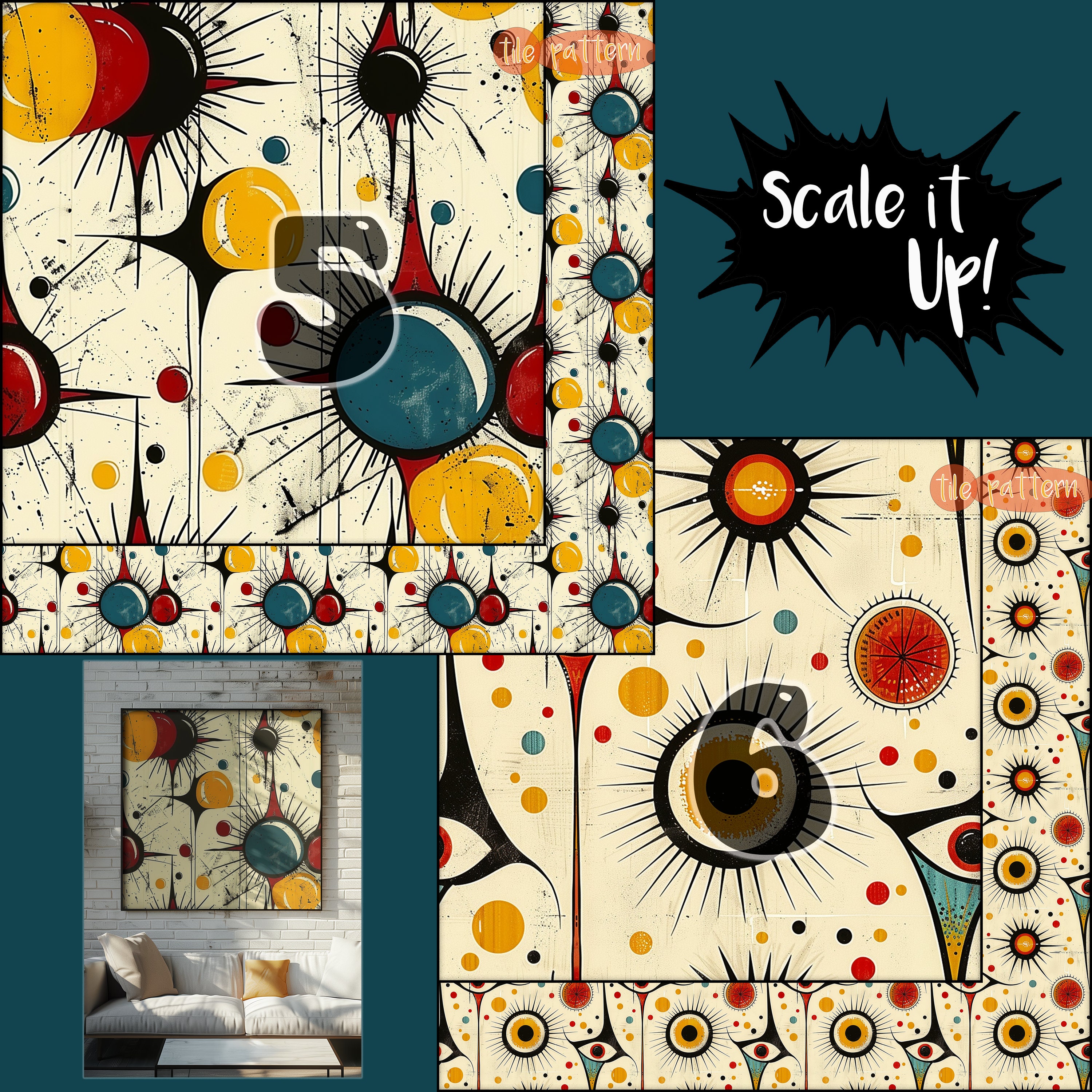 Pop Art Googie Drops Digital Paper Pack of 20 Retro Jpg Images ...