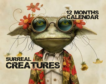 Calendario da parete Creature Surreali 2027 / arte astratta bizzarra per persone emo artistiche