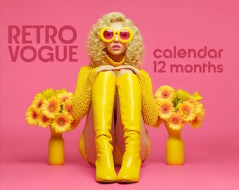 Retro Vogue 2027 grote wandkalender met moderne, op mode geïnspireerde afbeeldingen uit het midden van de eeuw