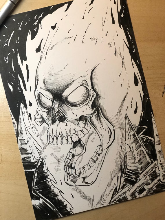 First time drawing Ghost Rider! : r/Marvel
