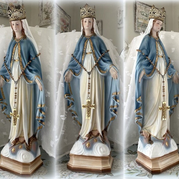 Virgin Mary Queen of Heaven Statue Etsy