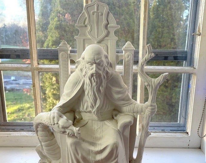 15 LARGE Wizard and Dragon Sculpture Large Statue Merlin Sculpture