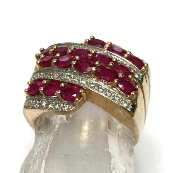 Vintage LeVian 14k Gold Ruby Ring, 3ct 14k Statem… - image 6