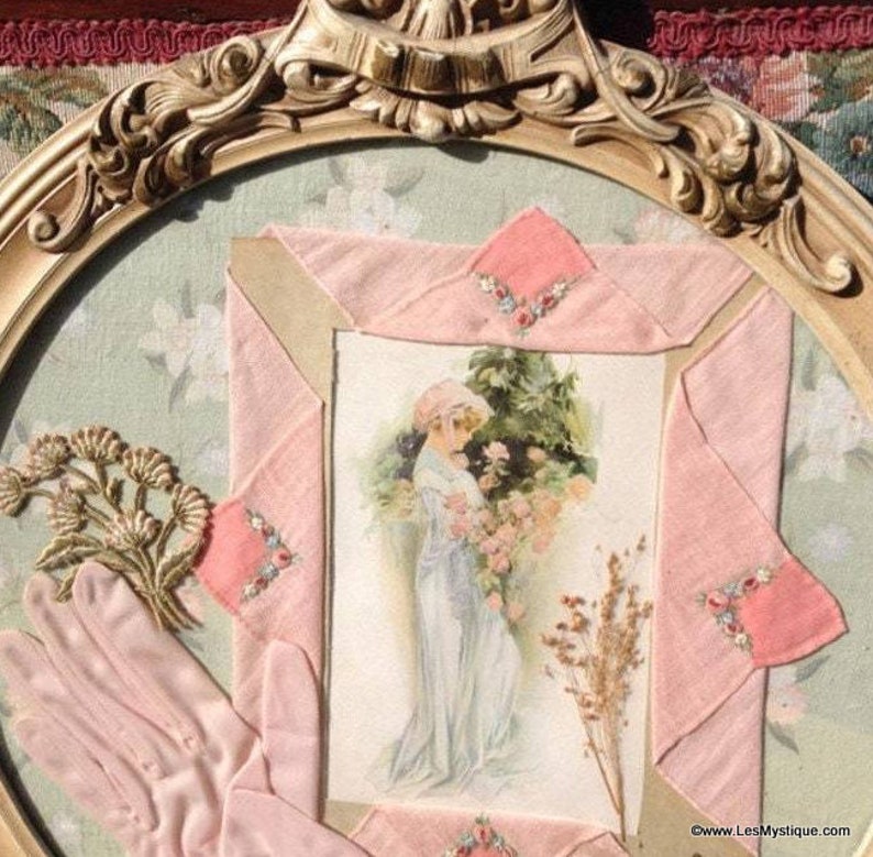 Vintage French Country Art Assemblage Round Antique Wood Frame Etsy