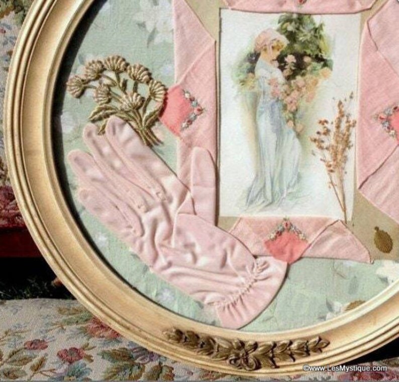 Vintage French Country Art Assemblage Round Antique Wood Frame Etsy