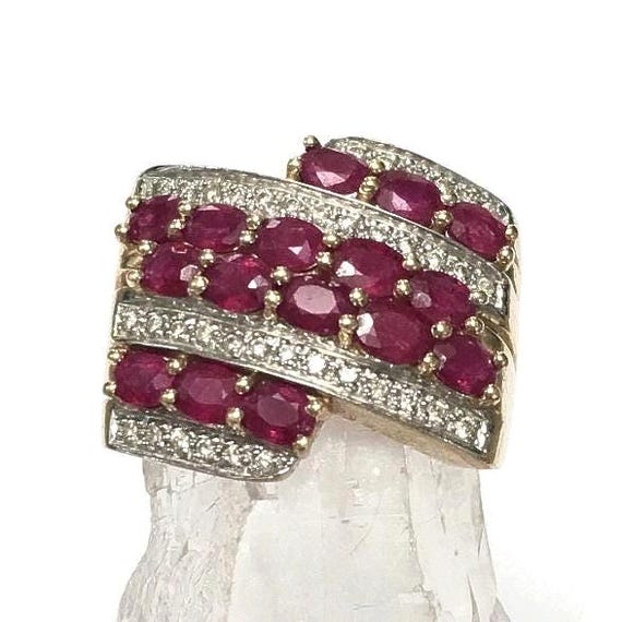 Vintage LeVian 14k Gold Ruby Ring, 3ct 14k Statem… - image 2