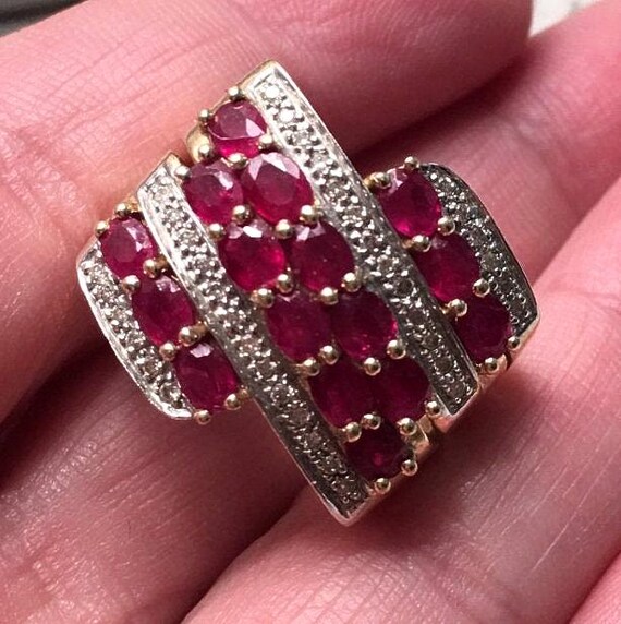 Vintage LeVian 14k Gold Ruby Ring, 3ct 14k Statem… - image 5