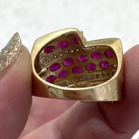 Vintage LeVian 14k Gold Ruby Ring, 3ct 14k Statem… - image 8