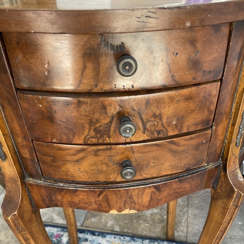 Antique French Table Art Deco End Table OVAL Accent Table 3 Etsy