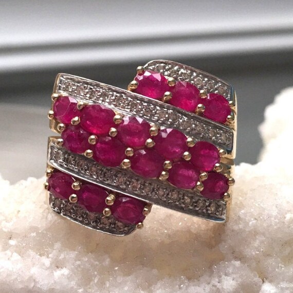 Vintage LeVian 14k Gold Ruby Ring, 3ct 14k Statem… - image 3