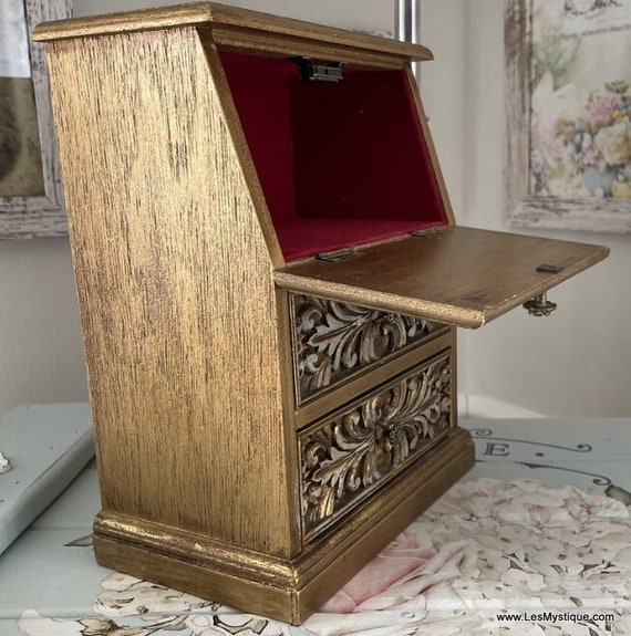 French Country Cabinet Drop Leaf Jewelry Box Stor… - image 2