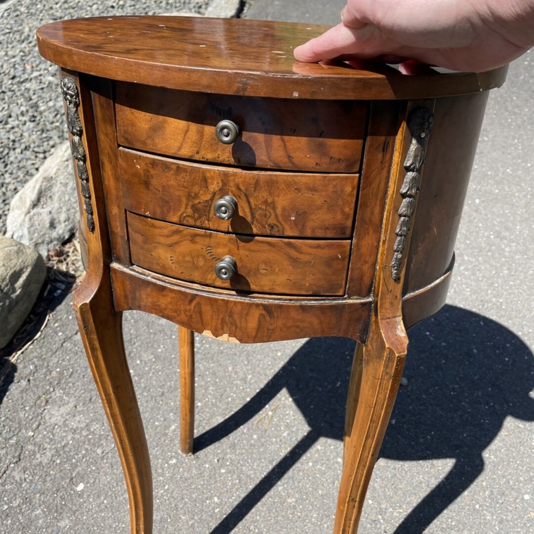 Antique French Table Art Deco End Table OVAL Accent Table 3 Etsy