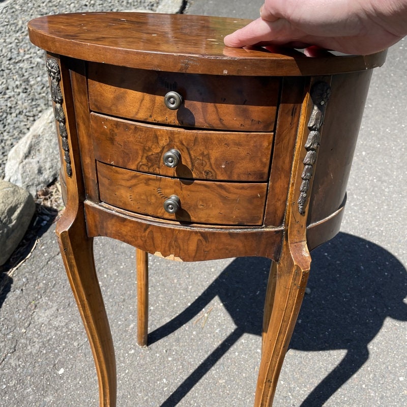 Antique French Table Art Deco End Table OVAL Accent Table 3 Etsy