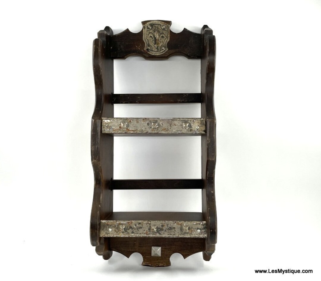 Vintage French Country Wall Shelf French Medieval Apothecary Display
