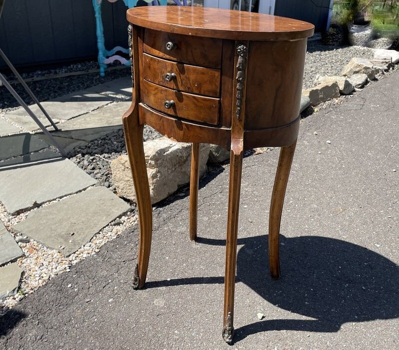 Antique French Table Art Deco End Table OVAL Accent Table 3 Etsy