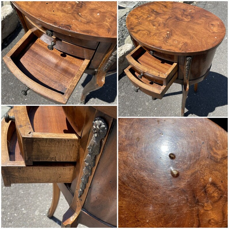 Antique French Table Art Deco End Table OVAL Accent Table 3 Etsy