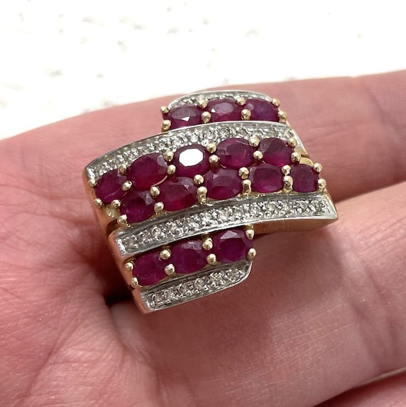 Vintage LeVian 14k Gold Ruby Ring, 3ct 14k Statem… - image 7