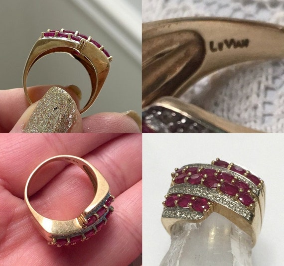 Vintage LeVian 14k Gold Ruby Ring, 3ct 14k Statem… - image 9