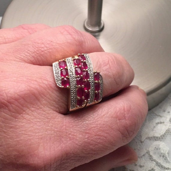 Vintage LeVian 14k Gold Ruby Ring, 3ct 14k Statem… - image 10
