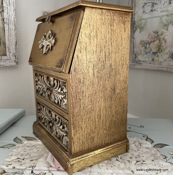 French Country Cabinet Drop Leaf Jewelry Box Stor… - image 5