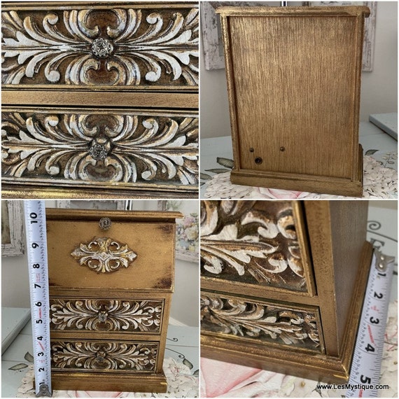 French Country Cabinet Drop Leaf Jewelry Box Stor… - image 10