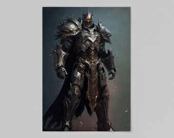 Steel Paladin Digital Art Print in Charcoal style