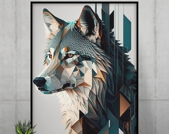 Wolf Digital Art Print in Geometric Style