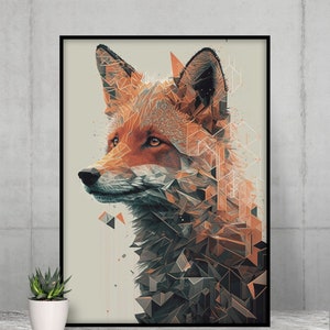 Fox Digital Art Print in Geometric Style