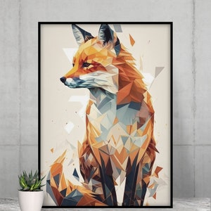 Fox Digital Art Print in Geometric Style
