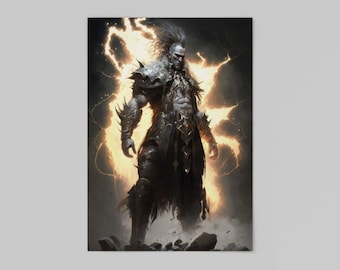 Shaman Digital Art Print in Charcoal style