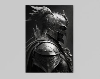 Paladin Portrait Digital Art Print in Charcoal style