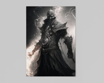 Necromancer Digital Art Print in Charcoal style