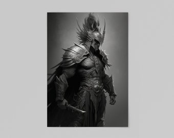 Armored Rogue Digital Art Print in Charcoal style