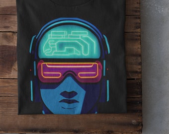 Funky Robot Futuristic Retro Neon tshirt