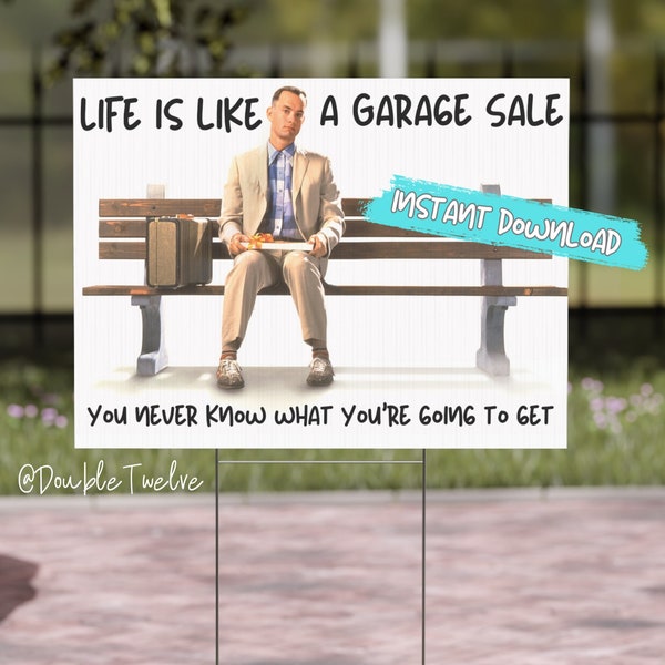 Funny Garage Sale Signs, Forrest Gump Yard Sale, Printable Garage Sale Poster, Estate Neighborhood Community, Moving Sale, Garage Sale Sign