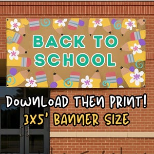 Back to School Brown Paper Banner, First Day of School Photo Op Sign, Welcome Back Painted Look Kraft Paper Banner, Hall Sign Canva Template