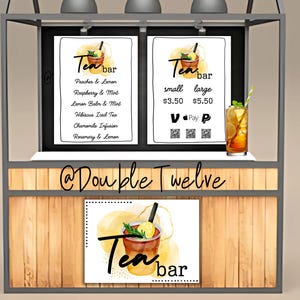 Iced Tea Bar Mobile Cart Signs, Lemonade Soda Business Menu Sign, Editable Canva Template, Fair Food Truck Vendor Booth Farmers Market Stand
