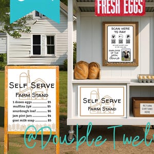Self-Serve Farmstand Schilder, Druckbare Farm Business Menü Preisschild Canva Template Bundle, Bauernmarktstand, Mikrobäckerei Schilder