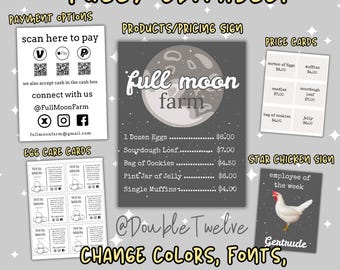 Farmstand Signs Bundle, Roadside Farm Store, Fruit Produce Egg Stands, Farm Store Sign Bundle, Editable Canva Signs for Farmers Market Shop