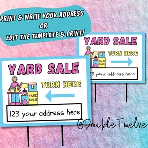 Colorful Garage Sale Poster, DIY Garage Sale Printable, Yard Sale Signs ...