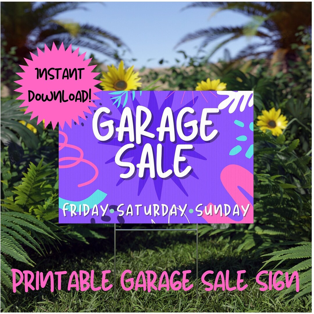 Printable Garage Sale Sign Community Garage Sale Etsy