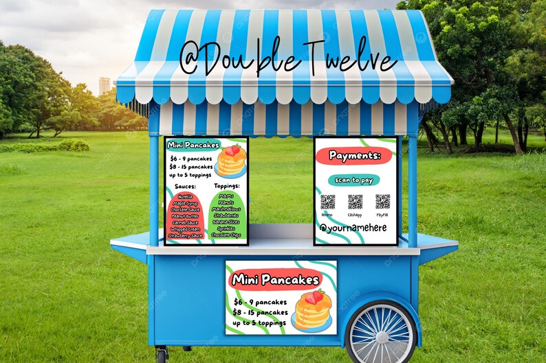 Mini Pancake Sign Mini Pancake Cart Signs, Mobile Business Display Menu, Food Truck ...