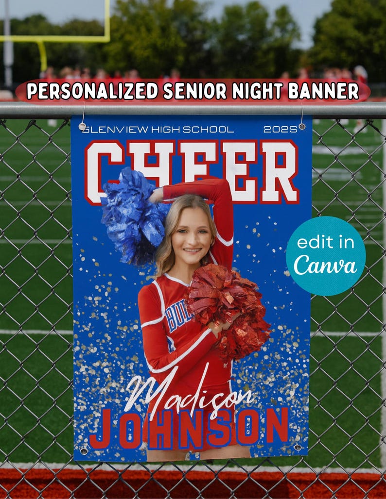 Cheering Banner Example Graduation Yard Sign, Editable Cheer Poster Canva Template, Dance Drill ...