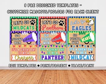 Football Banner Template Mega Bundle, Basketball/Soccer/Volleyball, Homecoming Pep Rally Spirit Week Poster, Trace and Paint Game Day Banner