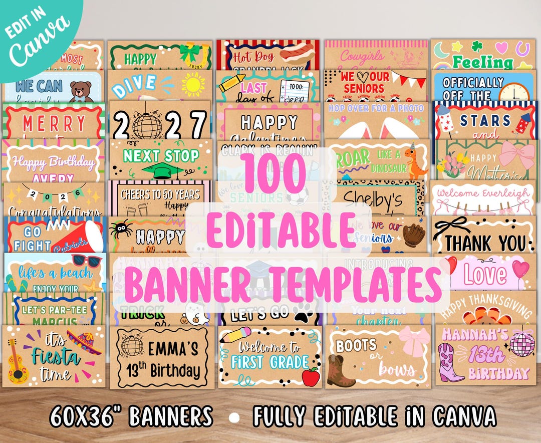 100 Editable Banner Border & Frame Templates | Painted Banner Template ...
