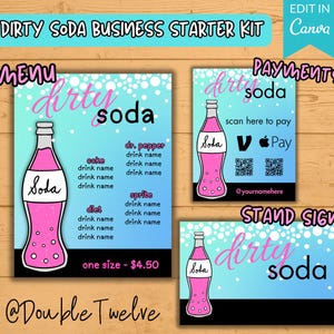 Retro Dirty Soda Mobile Cart Sign, Drink Business Display Menu, Editable Canva Template, Pop Up Event Vendor Booth Farmers Market Food Truck