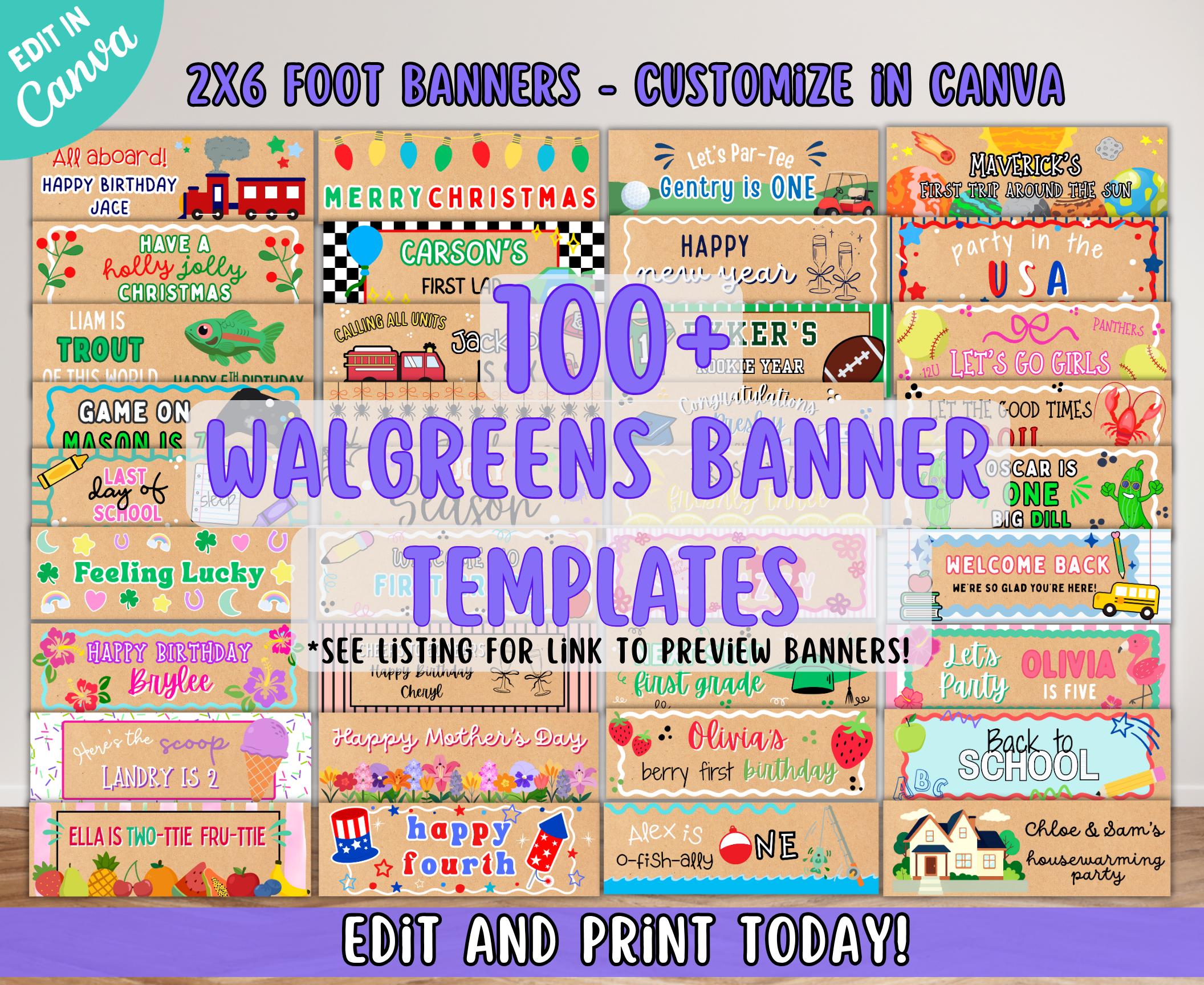 Walgreens Banner Templates for Printing, 2x6 Foot Banners to Print, 100 ...