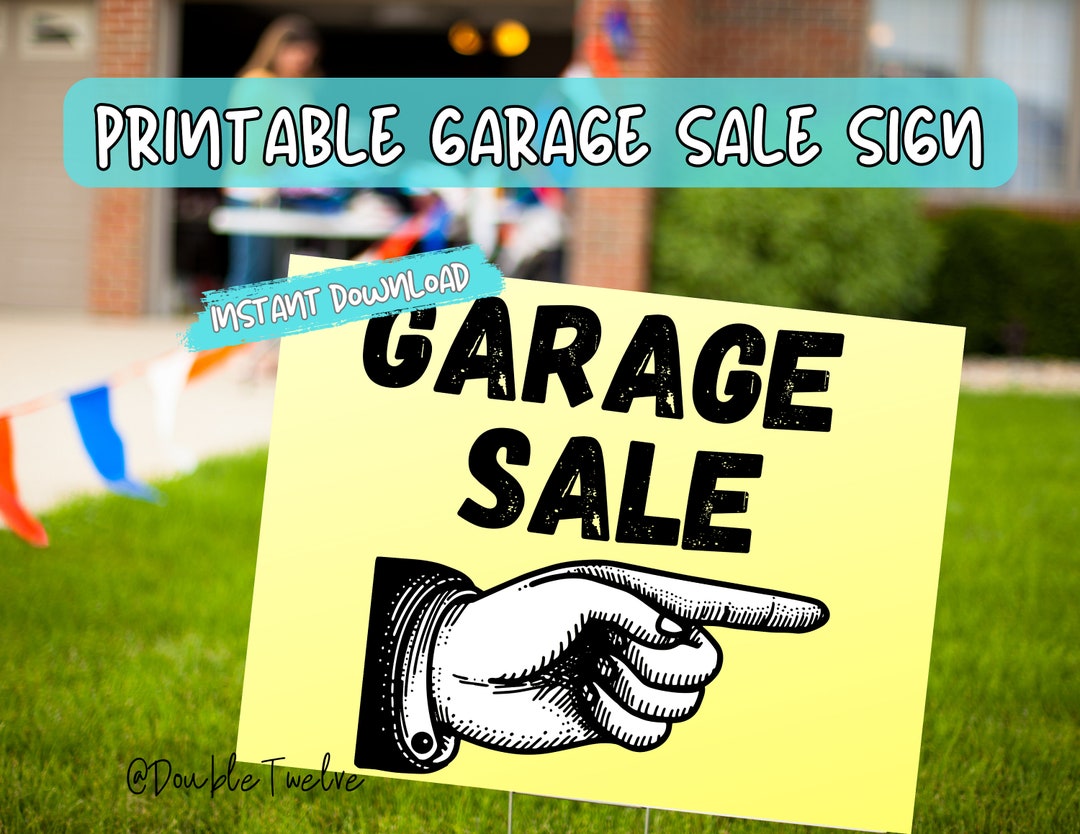 Printable Garage Sale Sign, Yard Signs, Vintage Garage Sale, DIY Print