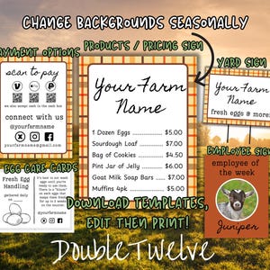 Farmstand Signs Bundle, Fall Farming Business Signs, Home Bakery Menu Price Yard Sign, Farmer’s Market Booth Display Kit, Editable In Canva
